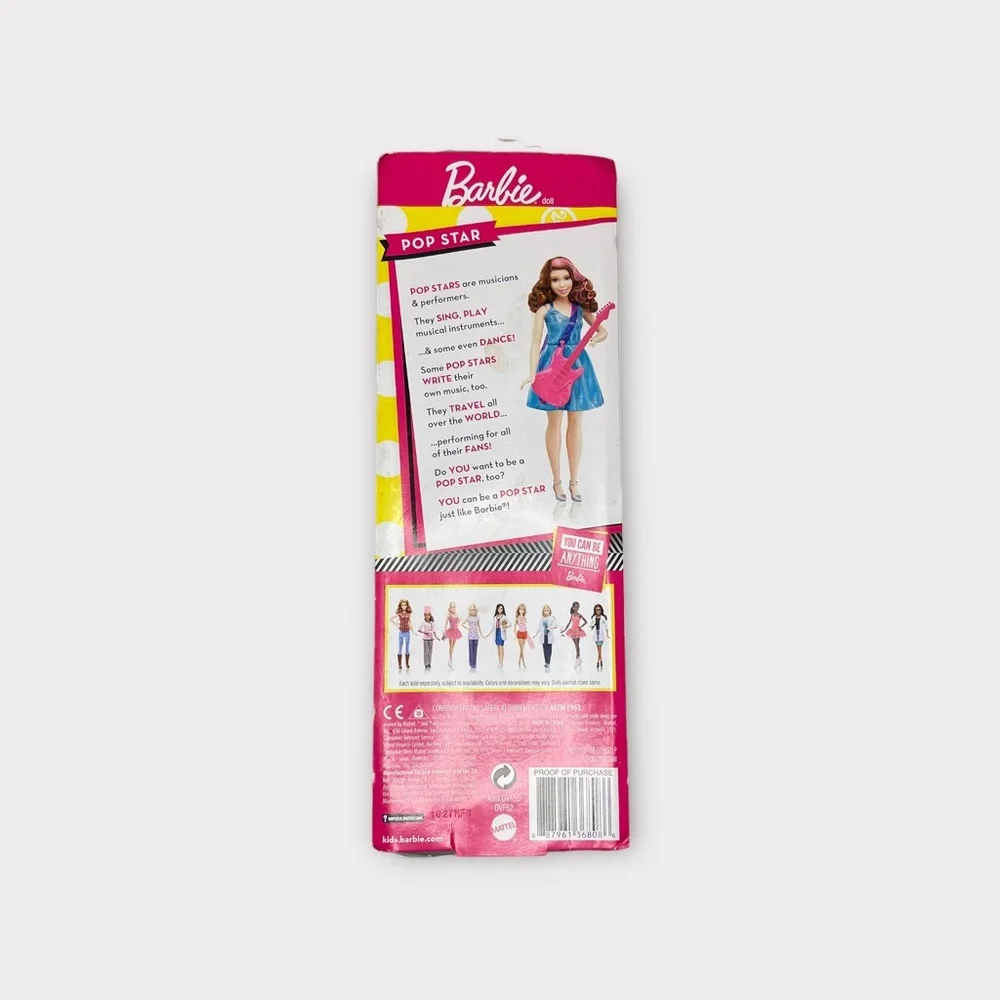 Barbie 2016 Pop Star Musician Doll Brunette Hair & Pink Guitar